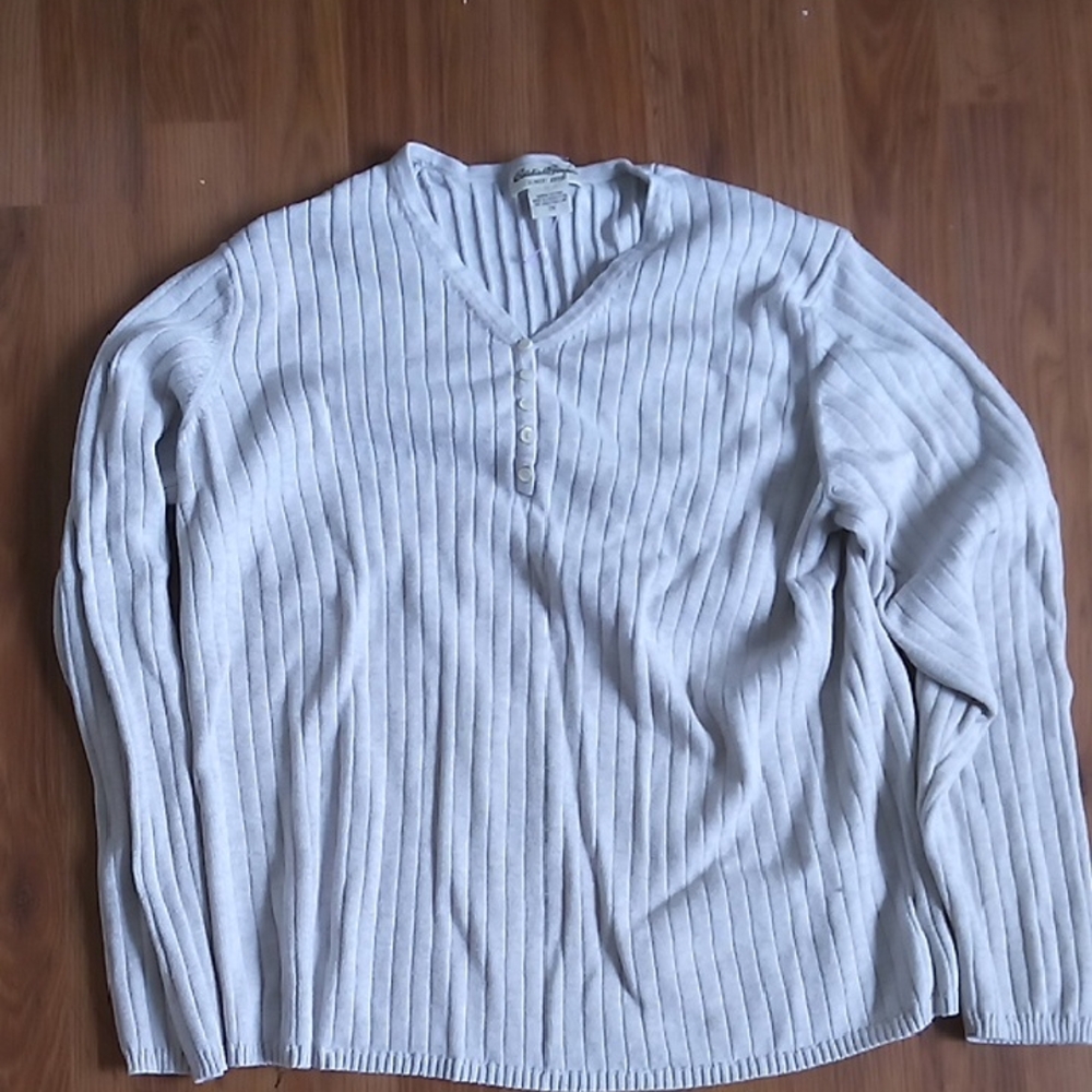 Eddie Bauer Gray Relaxed Ribbed Hoodie